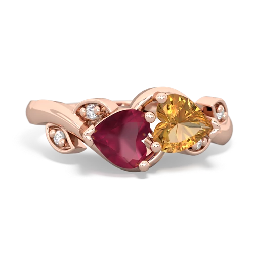Ruby Genuine Ruby with Genuine Citrine Floral Elegance ring Ring