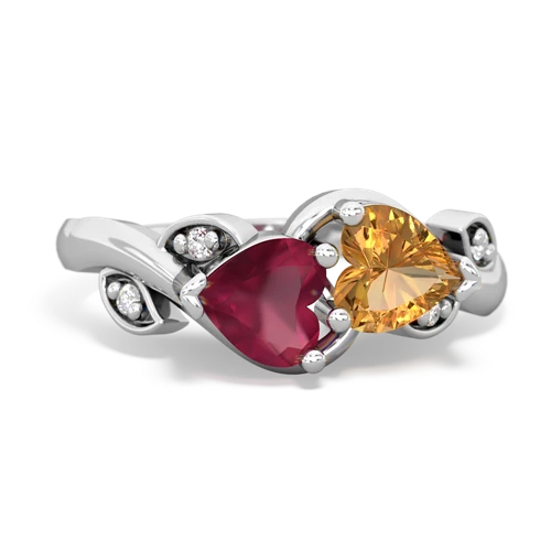ruby-citrine floral keepsake ring