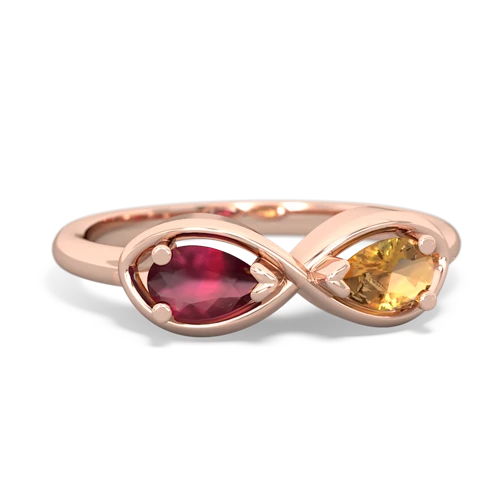 Ruby Genuine Ruby with Genuine Citrine Infinity ring Ring