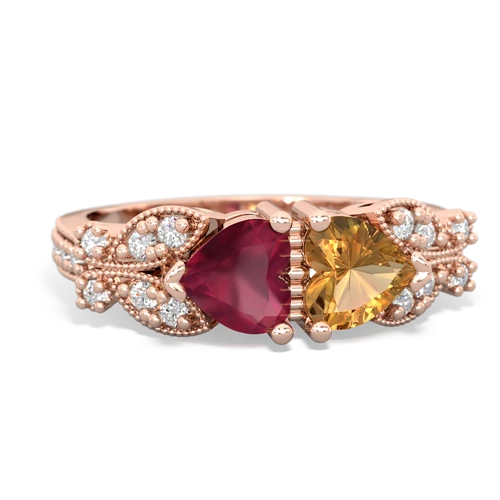 ruby-citrine keepsake butterfly ring