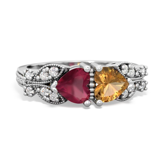 ruby-citrine keepsake butterfly ring