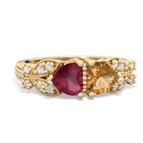 ruby-citrine keepsake butterfly ring