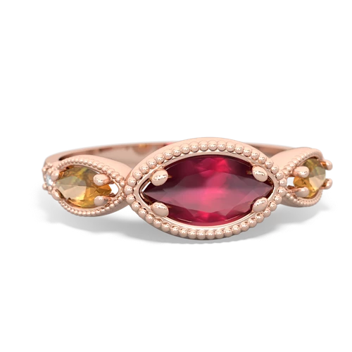 ruby-citrine milgrain marquise ring