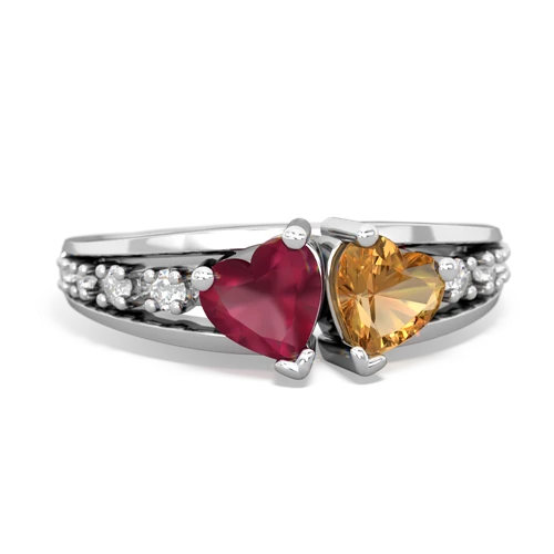 Ruby Genuine Ruby with Genuine Citrine Heart to Heart ring Ring