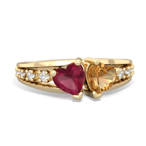 ruby-citrine modern ring