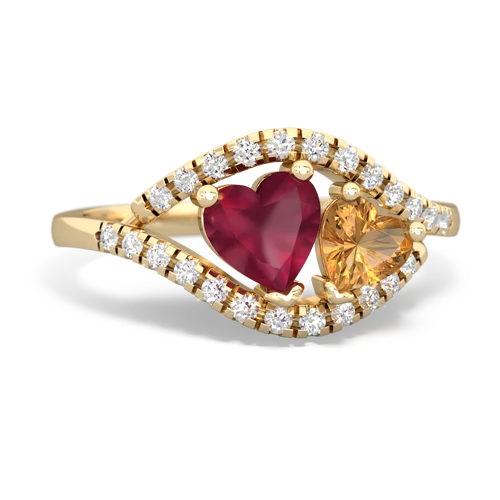 Ruby Genuine Ruby with Genuine Citrine Mother and Child ring Ring