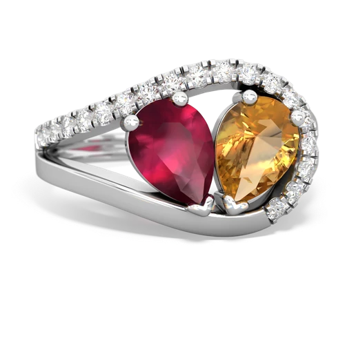 ruby-citrine pave heart ring