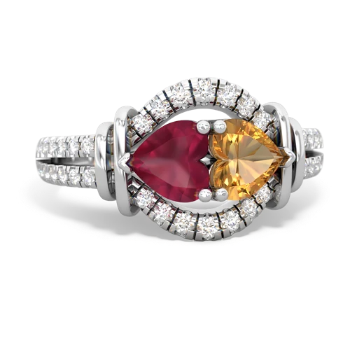 Ruby Genuine Ruby with Genuine Citrine Art-Deco Keepsake ring Ring