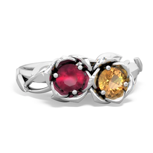 Ruby Genuine Ruby with Genuine Citrine Rose Garden ring Ring