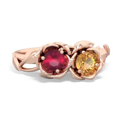 ruby-citrine roses ring