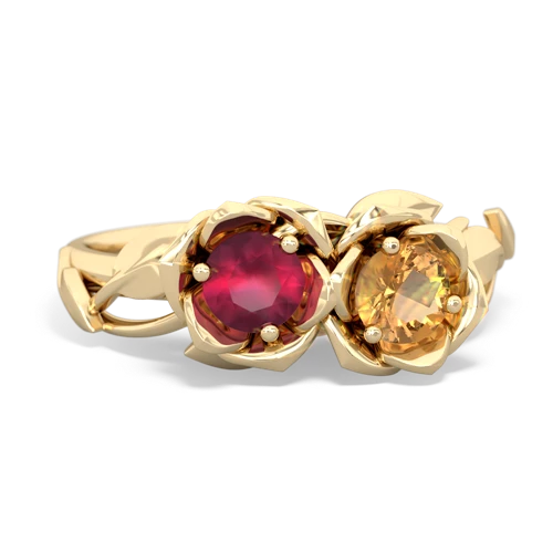 ruby-citrine roses ring