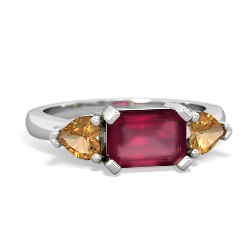 Ruby Genuine Ruby with Genuine Citrine and  Three Stone ring Ring