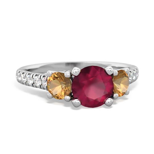 ruby-citrine trellis pave ring