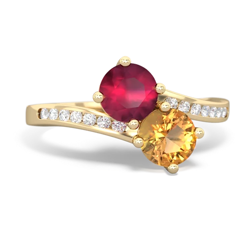 Ruby Genuine Ruby with Genuine Citrine Keepsake Two Stone ring Ring