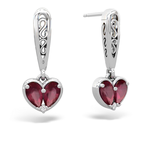 ruby filligree earrings