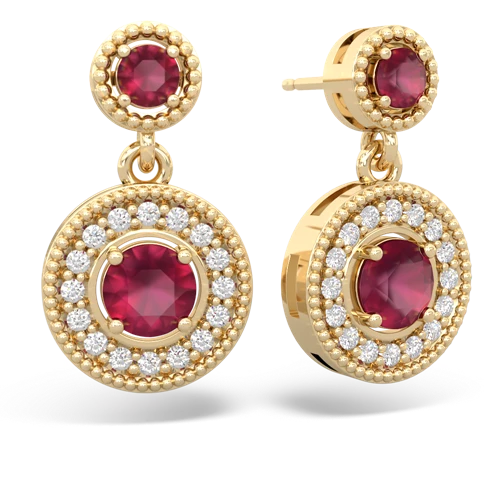 ruby halo earrings