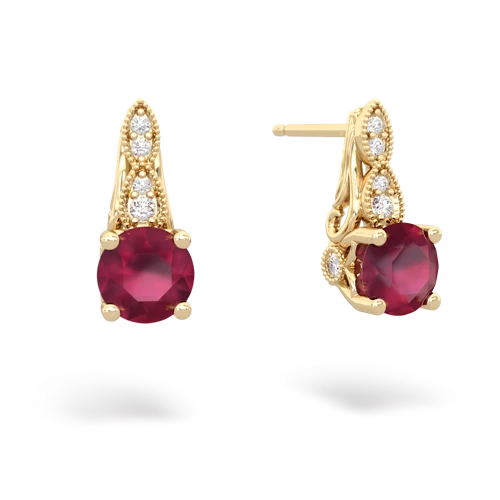 ruby halo drop earrings