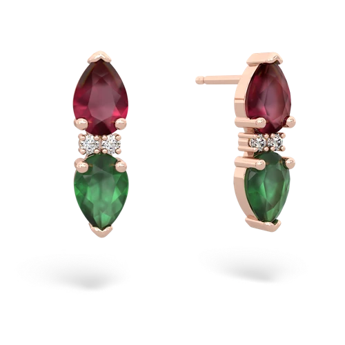 ruby-emerald bowtie earrings