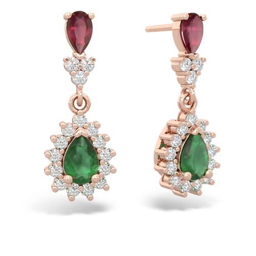 ruby-emerald dangle earrings