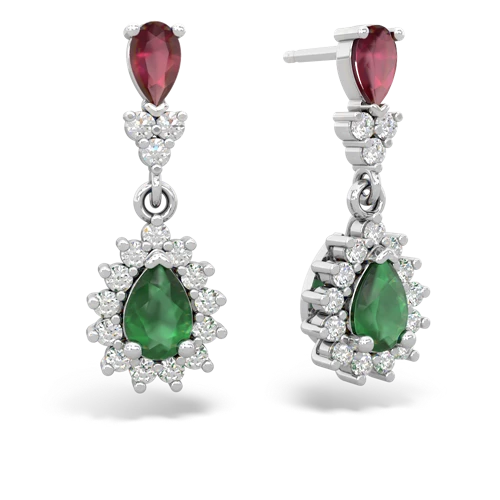ruby-emerald dangle earrings