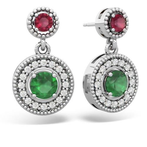 ruby-emerald halo earrings