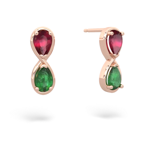 ruby-emerald infinity earrings