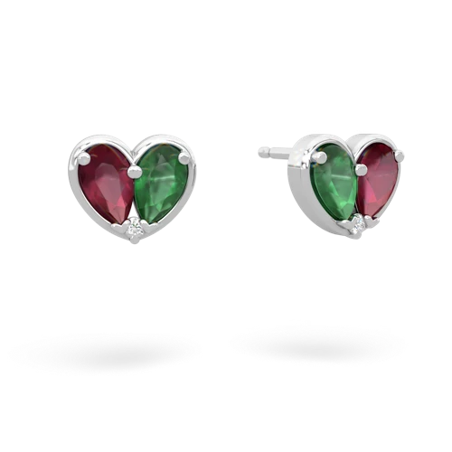 ruby-emerald one heart earrings