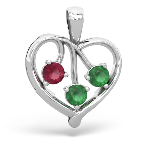 ruby-emerald love heart pendant