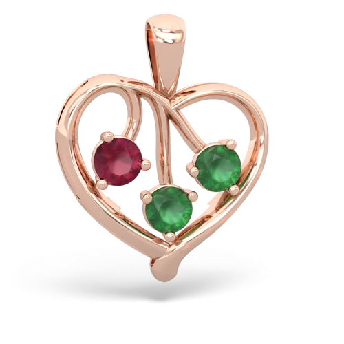 ruby-emerald love heart pendant