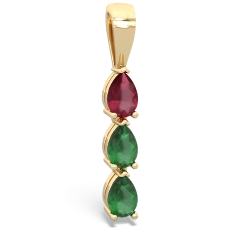 ruby-emerald three stone pendant