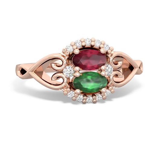 ruby-emerald antique keepsake ring