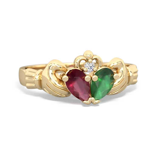 ruby-emerald claddagh ring