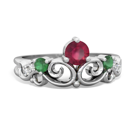 Ruby Genuine Ruby with Genuine Emerald and Genuine White Topaz Crown Keepsake ring Ring