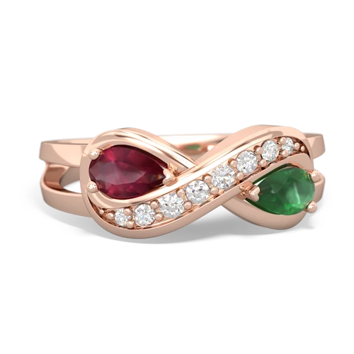 ruby-emerald diamond infinity ring