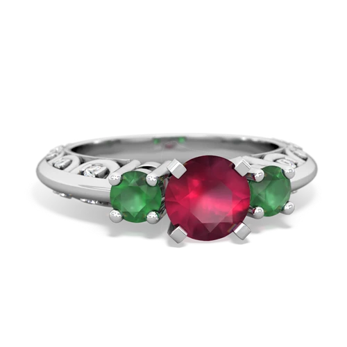 ruby-emerald engagement ring