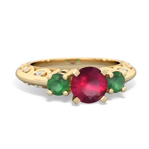 ruby-emerald engagement ring