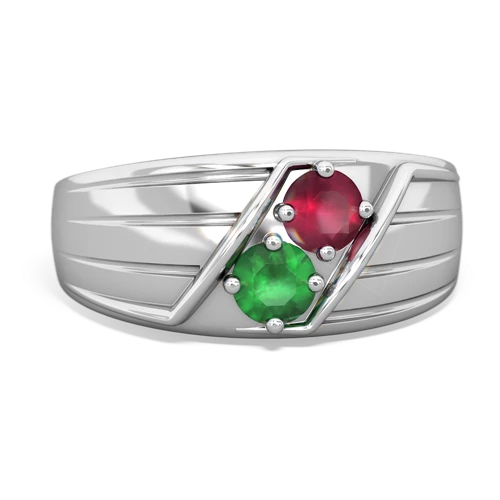 ruby-emerald mens ring