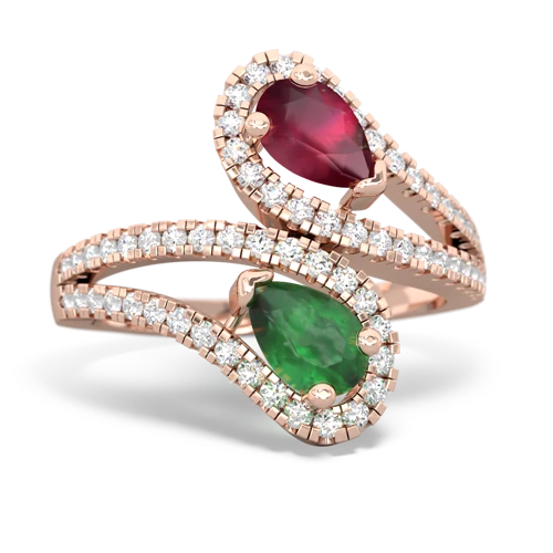 ruby-emerald pave swirls ring