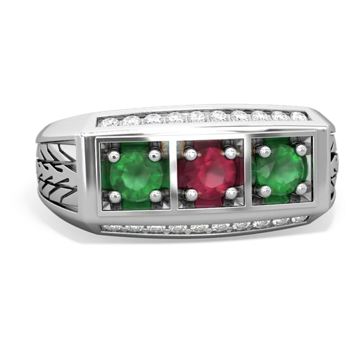 ruby-emerald three stone ring