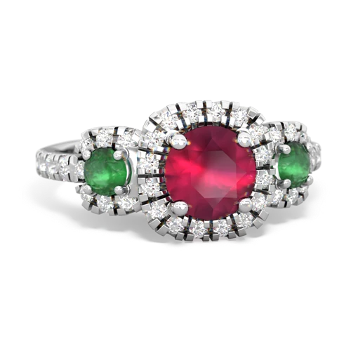 ruby-emerald three stone regal ring