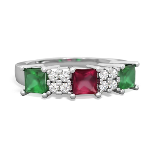 Ruby Genuine Ruby with Genuine Emerald and Genuine Opal Three Stone ring Ring