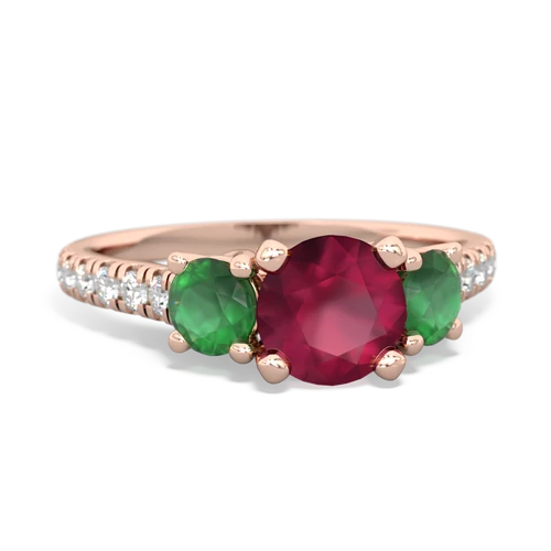 Ruby Genuine Ruby with Genuine Emerald and Genuine White Topaz Pave Trellis ring Ring
