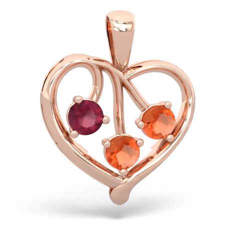 ruby-fire opal love heart pendant