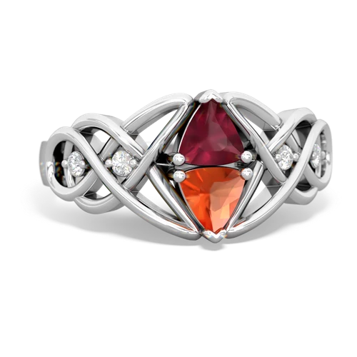 ruby-fire opal celtic knot ring