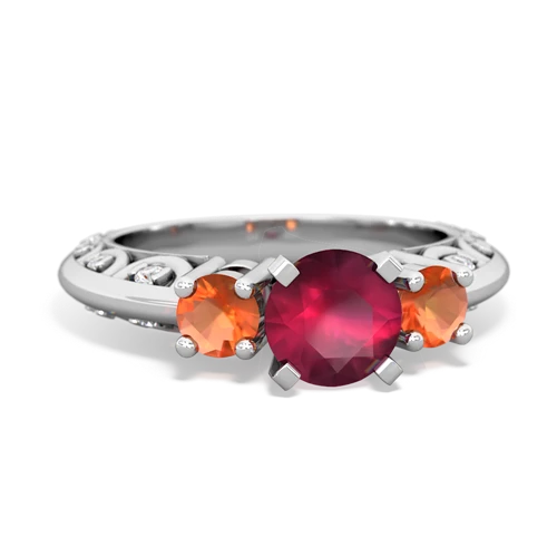 ruby-fire opal engagement ring