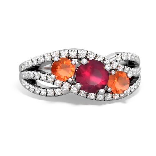 ruby-fire opal three stone pave ring