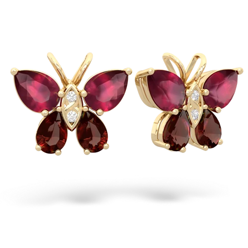 ruby-garnet butterfly earrings