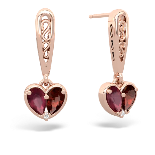 ruby-garnet filligree earrings