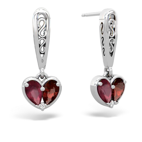 ruby-garnet filligree earrings