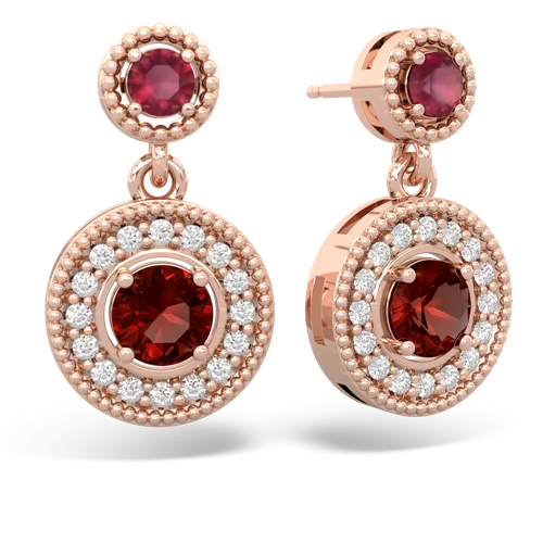 ruby-garnet halo earrings